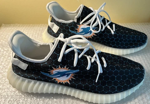 Miami Dolphins Nfl Football Sneakers Shoes Sz 48 (15) Cover