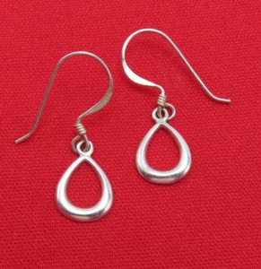 Orecchini Vintage Argento Sterling Pendenti Ovali Aperti 1 Pollice Modernariato 303c - Foto 1 di 8