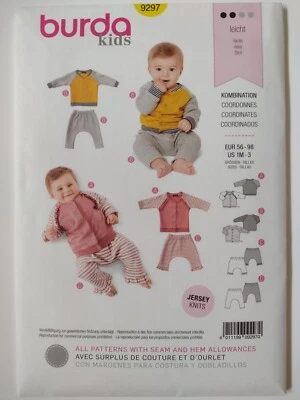 Burda 9297 Bebé Coordenadas Sudadera y Pantalones Patrón Talla 1M-3M ¡Nuevo/Sin Cortar! Foto 1 de 2