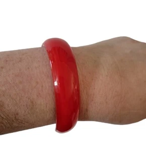 Brazalete Brazalete Vintage Vidrio Soplado a Mano Rojo Blanco - Imagen 1 de 5