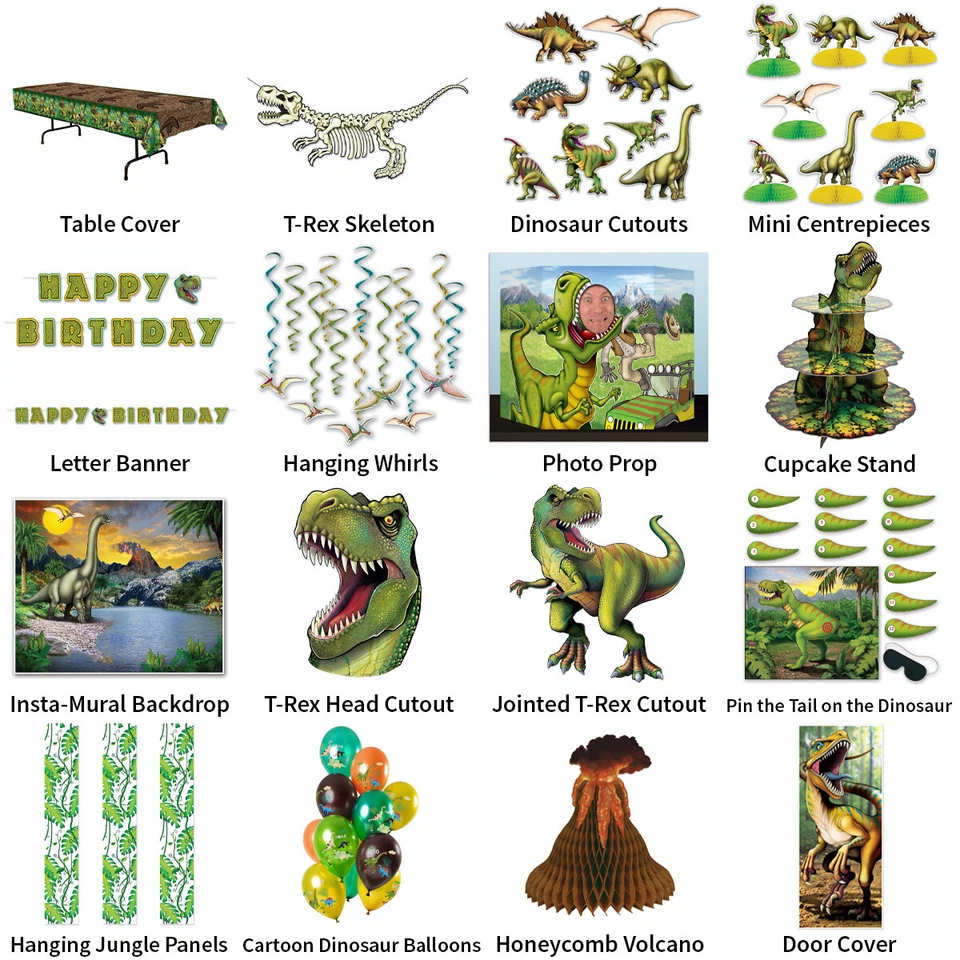 DINOSAUR PREHISTORIC JURASSIC THEME DECORATIONS - PARTYWARE COMPLETE SELECTION - Image 1 of 1