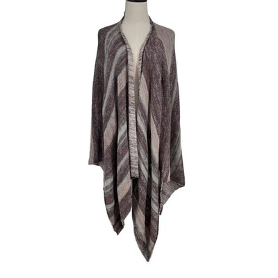 Poncho cárdigan Free People boho de gran tamaño a rayas mezcla de lino capa S Foto 1 de 4