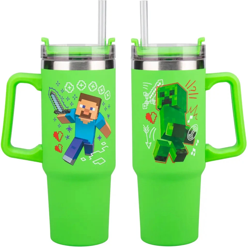 Gadget - Minecraft Paladone - Green (Bicchiere Da Viaggio Con Cannuccia 900 Ml)