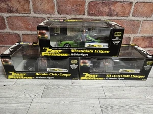 The Fast and the Furious Set of 3 Die cast with figure. 1:25 scale. Great Shape. - Picture 1 of 16