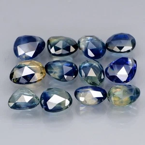 Unshape Rose Cut 5x4-5.5x4.5mm.Natural Blue Yellow Sapphire Africa 12Pcs/4.84Ct. - Imagen 1 de 6