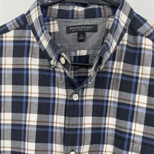 Camisa de franela Banana Republic Luxe XL a cuadros manga larga con botones - Imagen 1 de 9