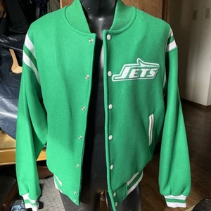 Vtg Green New York Jets Jacket 48 XL Mitchell ness wool green new tag - Picture 1 of 10