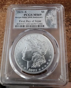 2021 s Morgan dollar PCGS MS 69 First Day of Issue - Picture 1 of 2