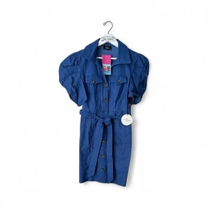 Milk & Honey Puff Sleeve Pull Over Belted Dress Size S NWT - Picture 1 of 6
