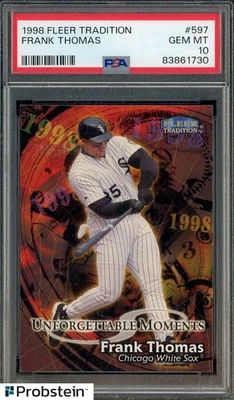 1998 Fleer Tradition #597 Frank Thomas White Sox HOF PSA 10 GEM MINT - Image 1 of 2
