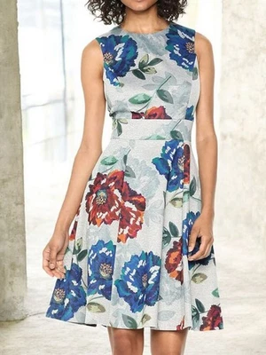 CALVIN KLEIN Dress Women's Size 12  Multi Floral Fit & Flare Stretch Cocktail  - Image 1 of 4