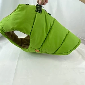 Gooby Fleece Lined Green & Khaki Puffy Sport Vest W/Zipper Smaller Dogs Size XL - Picture 1 of 11