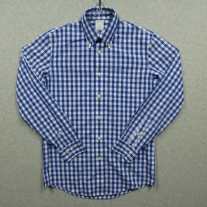 Brooks Brothers Shirt Mens Medium Milano Blue Check Long Sleeve Button Down - Picture 1 of 8