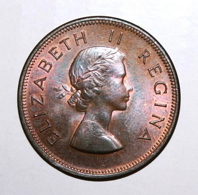 A11 - South Africa 1 Penny 1960 Brilliant Uncirculated Bronze Coin -Sailing Ship - Image 1 of 2