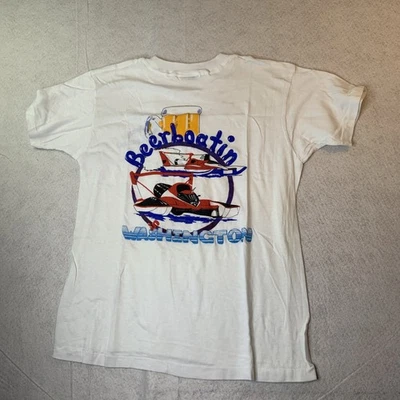 Vintage NOS 80s Beerboating Tee Tri-Cities WA Hydroplane Single Stitch Size M - Image 1 of 4