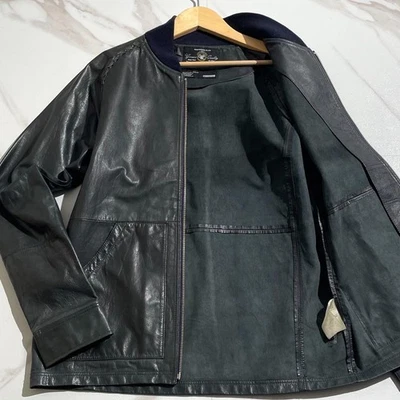 VECINDARIO Chaqueta de Cuero de Cabra Blusa Diseño Puntada Caqui Talla M DE JAPÓN Foto 1 de 4