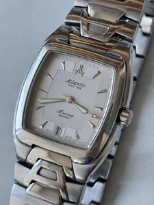 Atlantic Mariner Barrel Watch Stainless Steel Wristwatch Men - Picture 1 of 10