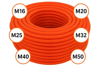 MEGAASTORE 320N Wellrohr zum Betonieren Halogenfrei Selbstverformend Orange mit Pilot