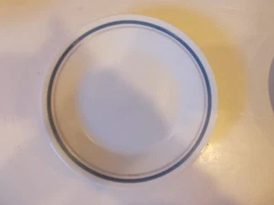 Corelle Indigo Set of 3 Dessert or Bread Plates Blue and Grey Stripes - Picture 1 of 2