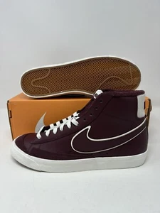 Nike Blazer Mid '77 PRM Maroon Bordeaux Red Sneakers Retro DQ7672-600 Mens Size - Picture 1 of 6