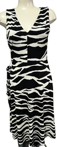 H&M Women's Dress Size S Zebra Hipster Hippie Chic Glam Tie Belt Maxi Animal - Picture 1 of 14