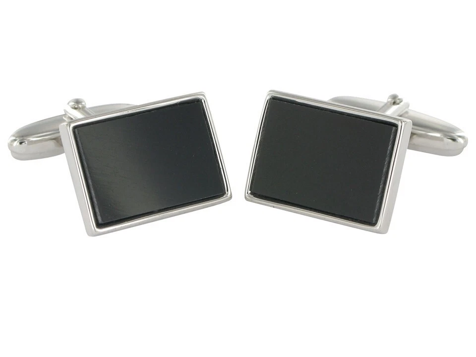 Grom Manschettenknöpfe Onyx Look - Bild 1 von 1