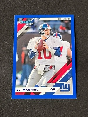 2019 Panini Donruss Football Eli Manning Photo Variation Press Proof Blue #178 - Image 1 of 2