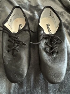 Jazz Soft Sole Black Leather Lace Up Jazz Dance Shoes- Size 6.5 - Picture 1 of 6