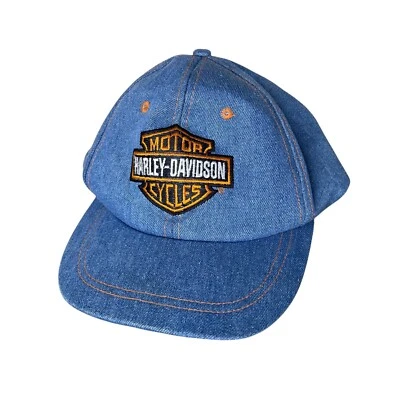 Harley Davidson Denim Hat OS Adjustable Blue Motorcycle SnapBack Moto Biker - Image 1 of 4