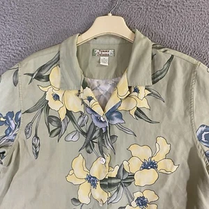Tommy Bahama Hemd Damen Medium Grün Blumen Hawaii Seide Kurzarm Camp - Bild 1 von 8