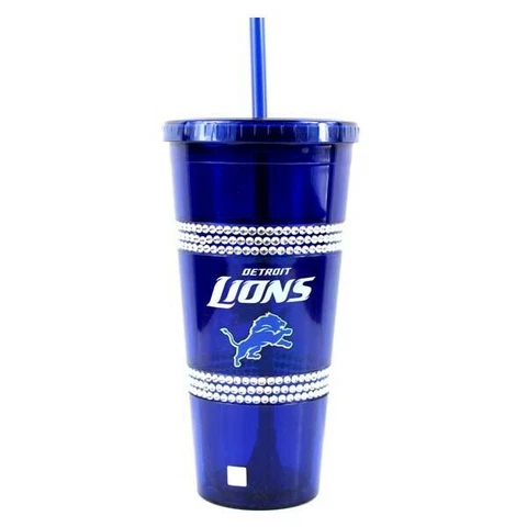 Detroit Lions 22oz Double Bling with Straw Tumbler - NFL Cover
