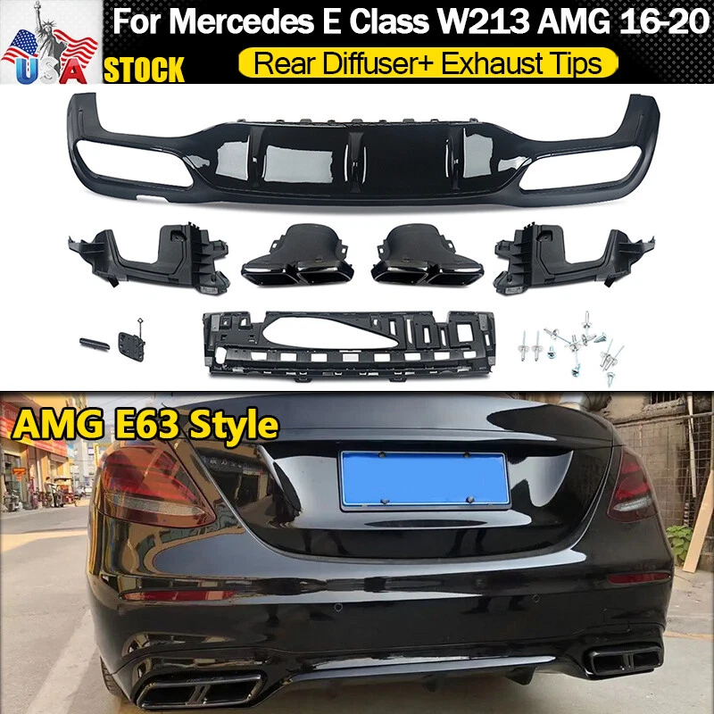 Rear Bumper Diffuser Lip W/ Exhaust Tips For Benz W213 E300 E400 E43 2016-2020 Foto 1 de 4