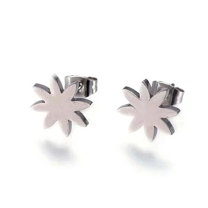 Orecchini Foglia Acciaio Inox 304l 12 MM Metallo Color Argento - Picture 1 of 2