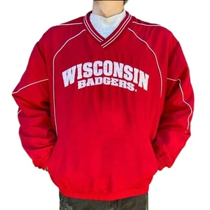 Wisconsin Badgers Vintage College Pullover Jacket 90's - Size Large - Picture 1 of 4