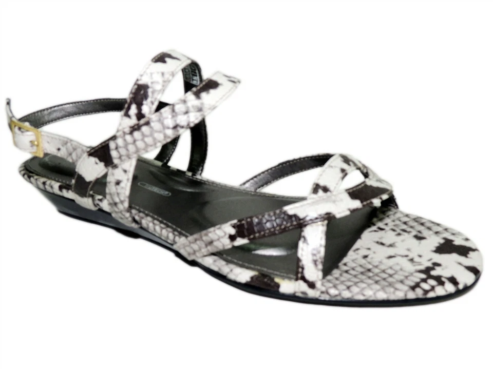 Rockport Women's Tm Zandra Slingback Wedge Sandal- White Black - Size 9 M