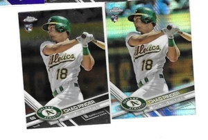 2 2017 TOPPS CHROME CHAD PINDER ROOKIE LOGO A'S RC LOT 1 BASE 1 PRISM - Picture 1 of 1