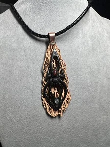 Black Widow Spider Pendant, Bull Horn, Cactus Skeleton, Black Opal, Mexico #13 - Picture 1 of 16