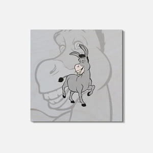 Shrek Cartoon Donkey 4'' X 4'' Square Wooden Coaster - Picture 1 of 3