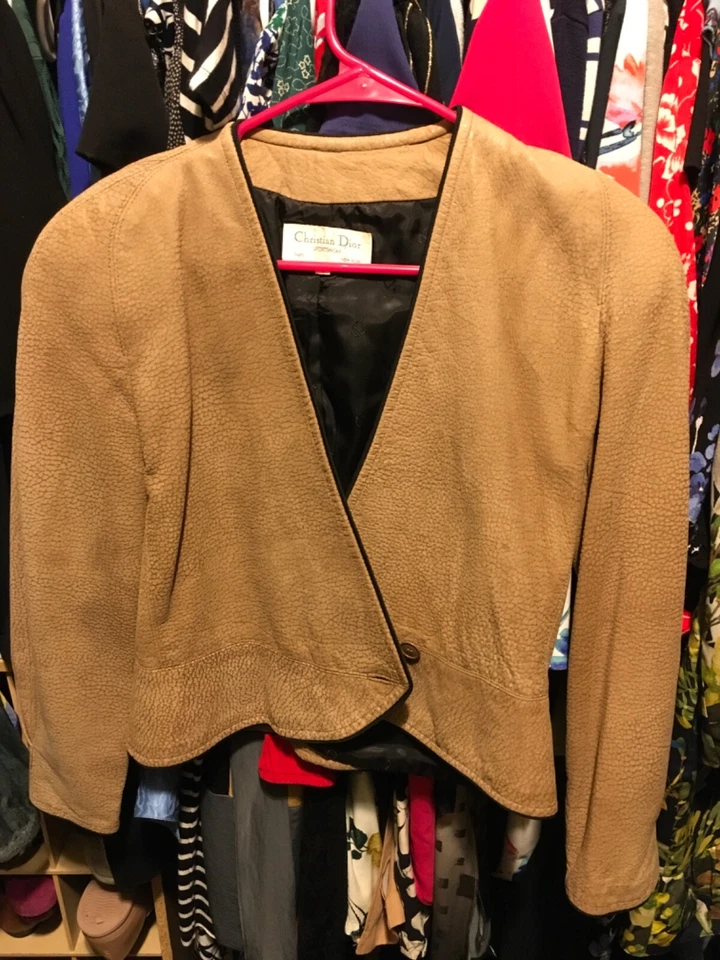Винтажная кожаная куртка Christian Dior желтовато-коричневый размер 8, хорошее состояние б/у - Изображение 1 из 4
