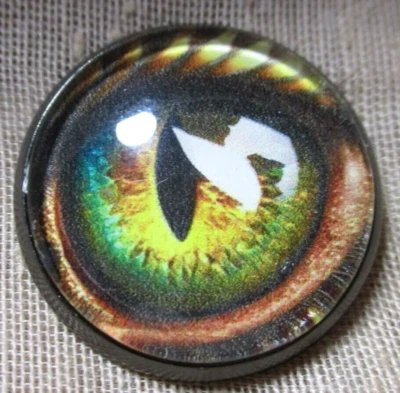 NUEVO CRISTAL CÚPULA PIC BOTONES - GRAN BOTÓN OJO DE DRAGÓN VERDE - 1 PULGADA (25mm) Foto 1 de 3