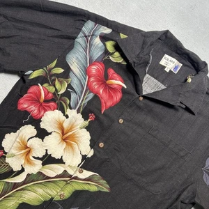 60s 70s Tropicana Hawaiian Loop Collar Button Up Shirt Mens Large Floral AOP USA - Picture 1 of 12