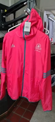 Adidas 2016 Boston Marathon Windbreaker Climaproof Jacket Sz L W/ Lanyard  - Image 1 of 4
