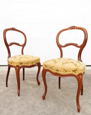 ANTIQUE 19th C. ROCOCO REVIVAL Carved BALLOON BACK VICTORIAN SIDE CHAIRS French - Image 1 of 4