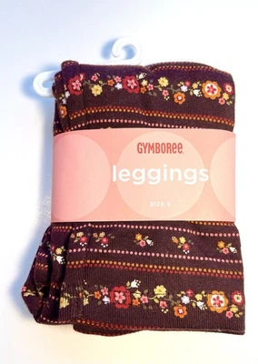 Винтажный новый с Ярлыками Gymboree 2007 урожая листья коричневый цветочный полоски леггинсы 5 5T - Изображение 1 из 2