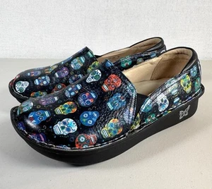 Alegria Women's Size 38 Debra Leather Professional Nursing Clog Sugar Skulls - Picture 1 of 21