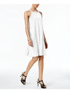ALFANI Womens White Sleeveless Above The Knee Shift Dress Size: 12 - Picture 1 of 3