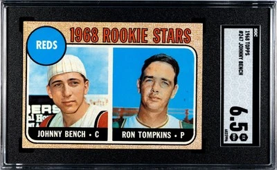 1968 TOPPS #247 ДЖОННИ БЕНЧ HOF карточка дебютанта (RC) SGC 6.5 EX-NM + «TNE» ОШИБКА - Изображение 1 из 4