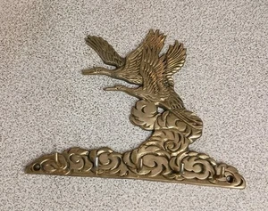 Vintage Brass Sea Birds Over Waves 5 Key Hook Wall Mount Beach Nautical 7" X 5" - Picture 1 of 7