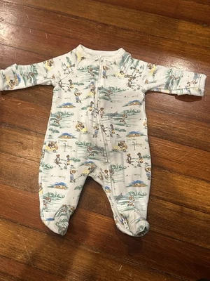 Ralph Lauren Baby Size Newborn One-Piece Footie - Bears Playing Golf + Tennis - Image 1 of 3