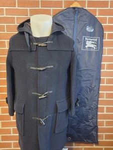 pre-loved authentic BURBERRYS navy SPECIALTY DUFFLE COAT womens SMALL wool VTG - Picture 1 of 18